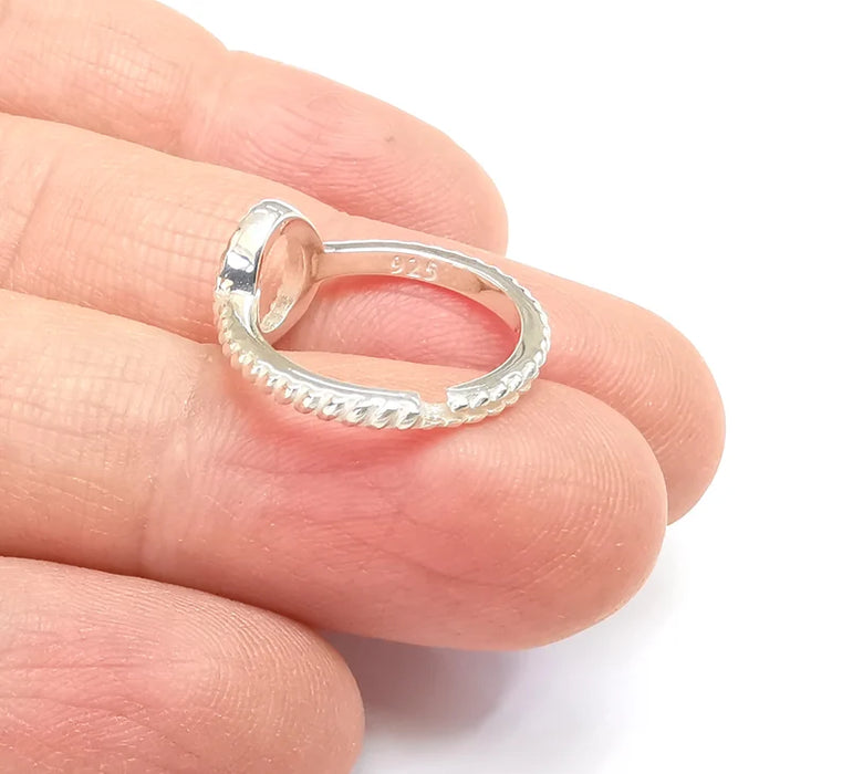 Sterling Silver Ring Blank Bezel 925 Silver Ring Setting Solid Silver Ring Cabochon Ring Mounting Adjustable Ring Base (6mm round) G30223