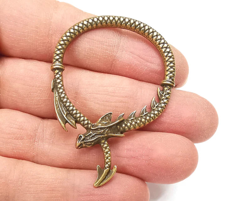 2 Dragon Charms Antique Bronze Plated Charms (60x42mm) G27267