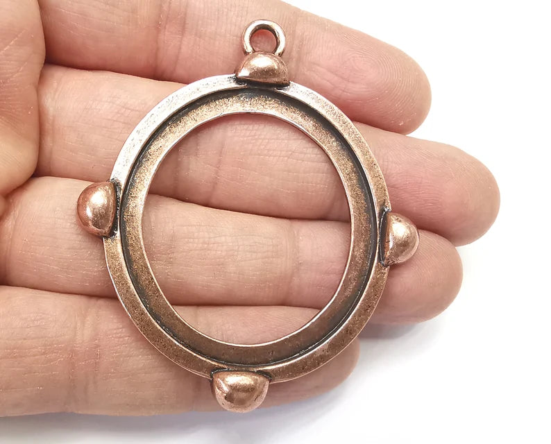 Oval Pendant Blank Antique Copper Plated Pendant (45x40mm Blank) G27432