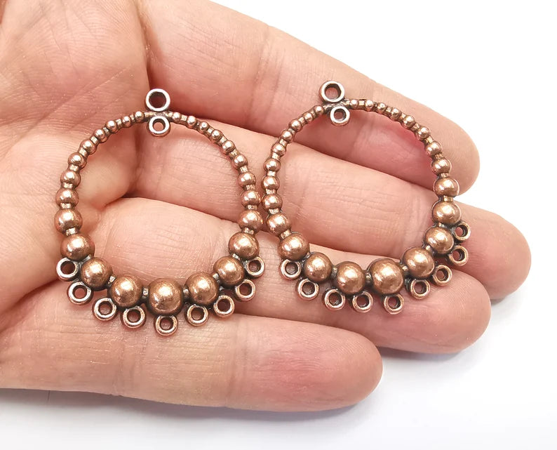 2 Necklace Charms Connector Antique Copper Plated Charms (47x39mm) G27433