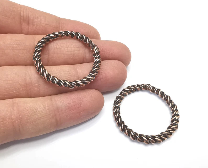 2 Twisted Circle Findings Antique Copper Plated Circle (37 mm) G27440