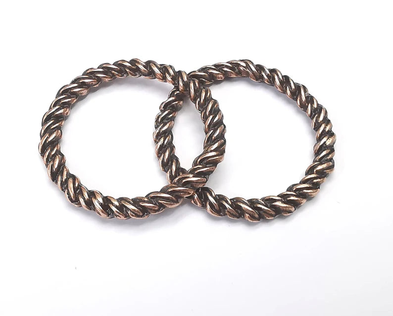 2 Twisted Circle Findings Antique Copper Plated Circle (37 mm) G27440