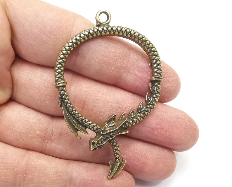 2 Dragon Charms Pendant Antique Bronze Plated Charms (64x42mm) G27283