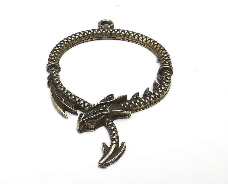 2 Dragon Charms Pendant Antique Bronze Plated Charms (64x42mm) G27283