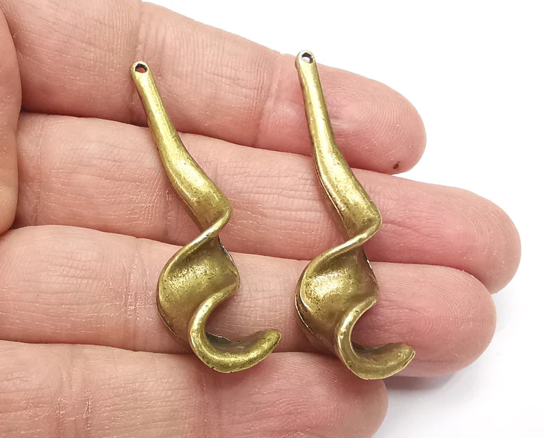 2 Swirl Charms Antique Bronze Plated Charms (53x15mm) G27285