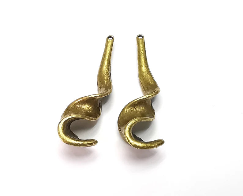 2 Swirl Charms Antique Bronze Plated Charms (53x15mm) G27285