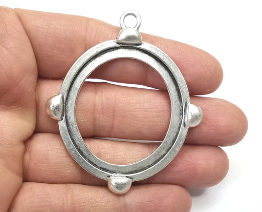 Oval Pendant Blank Antique Silver Plated Pendant (45x40mm Blank) G27447