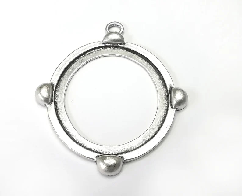 Oval Pendant Blank Antique Silver Plated Pendant (45x40mm Blank) G27447