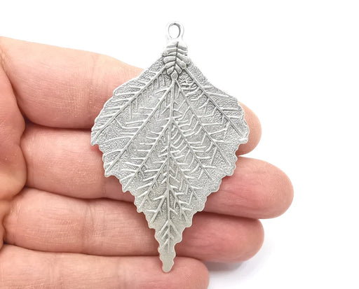 Leaf Charms Pendant (Double Sided) Antique Silver Plated Charms (70x44mm) G27466