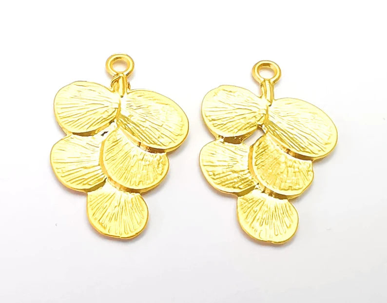 2 Leaf Charms Gold Plated Charms (30x20mm) G27476
