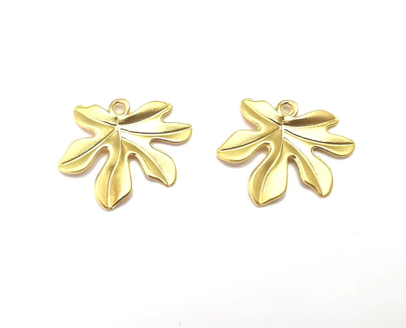 2 Leaf Charms Gold Plated Charms (24x21mm) G27479
