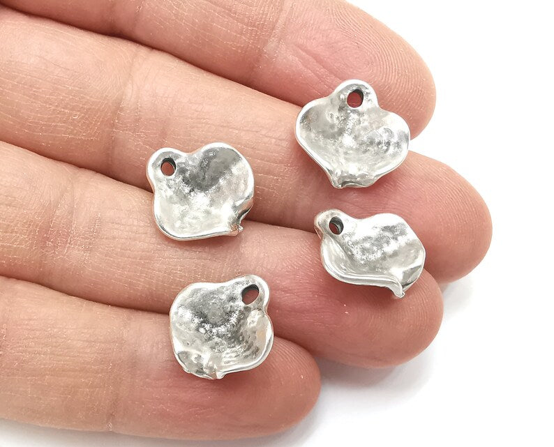 10 Organic Curved Charms Antique Silver Plated Charms (16x15mm) G27488