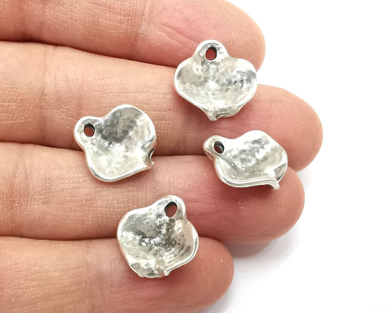 10 Organic Curved Charms Antique Silver Plated Charms (16x15mm) G27488