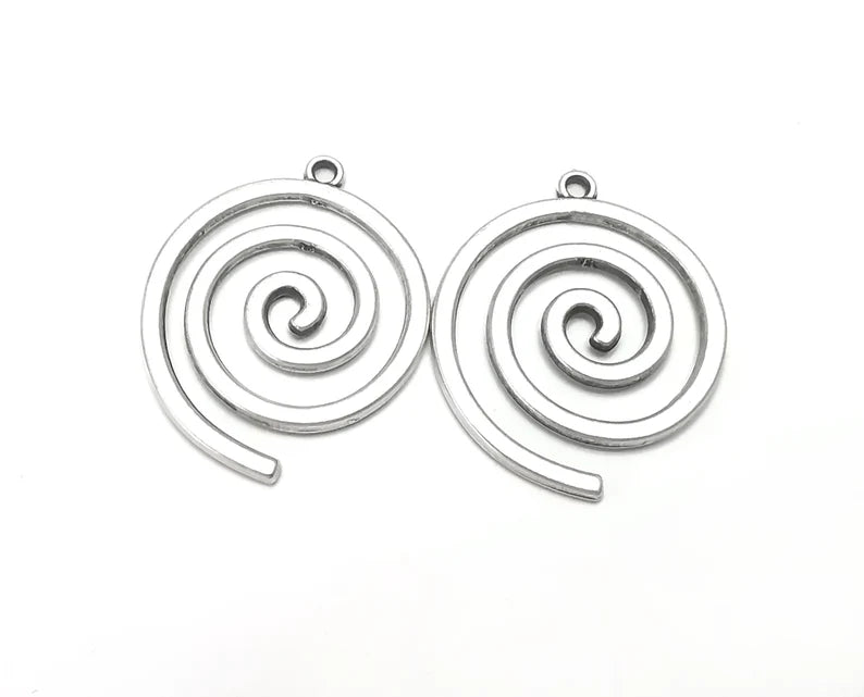 2 Swirl Spirals Charms Antique Silver Plated Charms (36x30mm) G27493