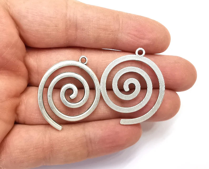 2 Swirl Spirals Charms Antique Silver Plated Charms (36x30mm) G27493