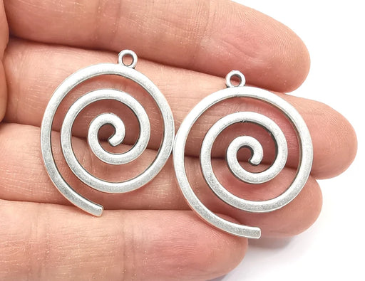 2 Swirl Spirals Charms Antique Silver Plated Charms (36x30mm) G27493