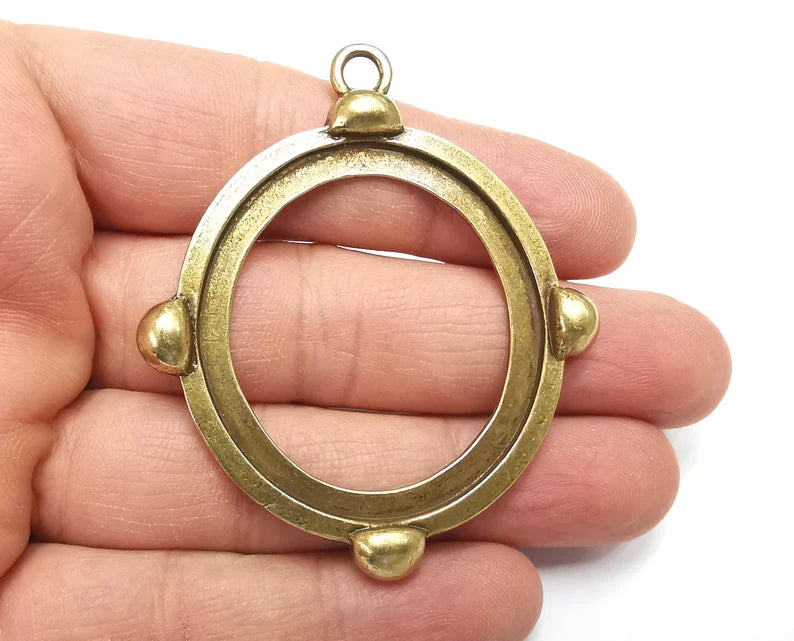 Oval Pendant Blank Antique Bronze Plated Pendant (45x40mm Blank) G27526