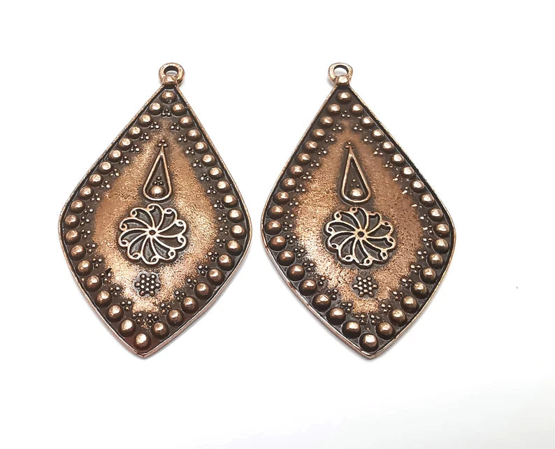 Ethnic Drop Charms Antique Copper Plated Charms (58x32mm) G27529