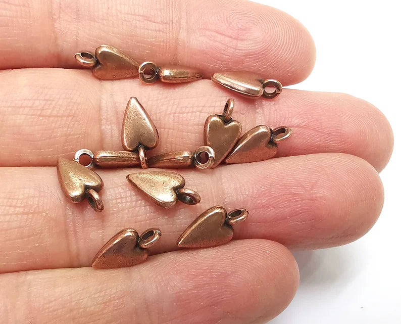 Heart Charm (Double Sided) Antique Copper Plated Charms (13x7mm) G27533