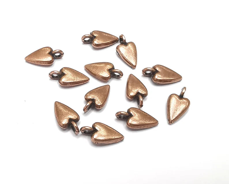Heart Charm (Double Sided) Antique Copper Plated Charms (13x7mm) G27533
