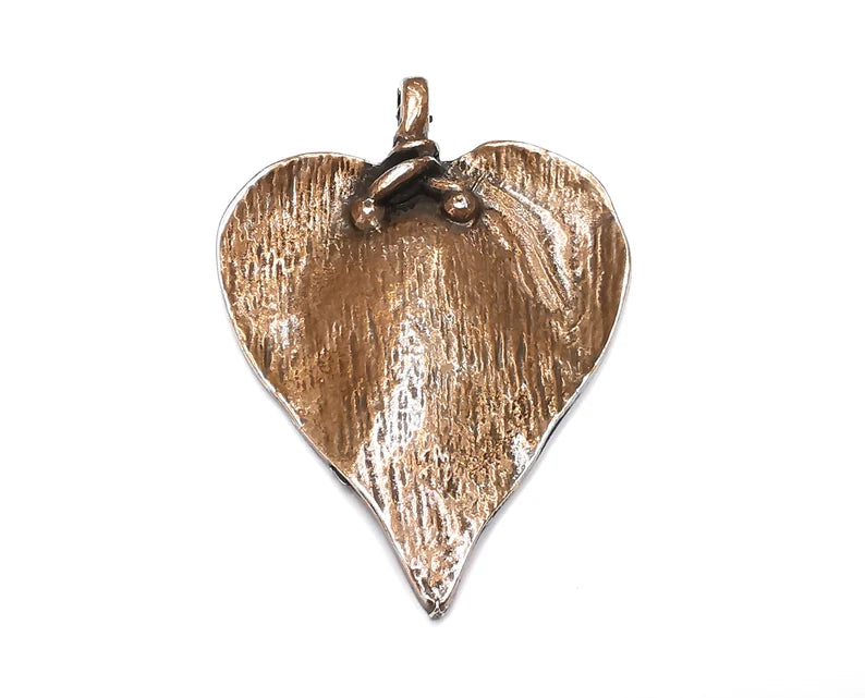 Heart Leaf Pendant Antique Copper Plated Pendant (64x45mm) G27534