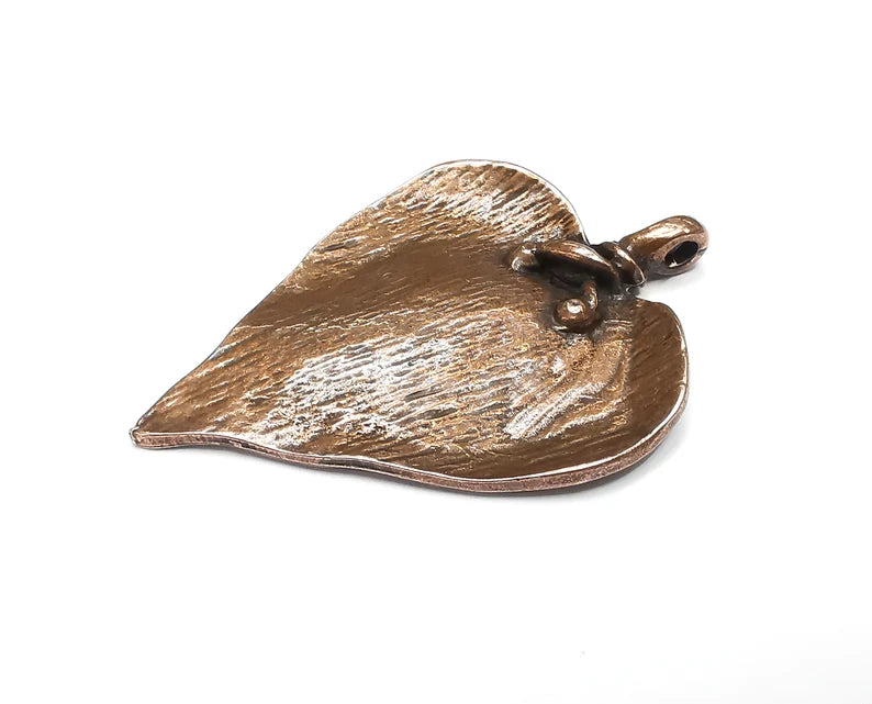 Heart Leaf Pendant Antique Copper Plated Pendant (64x45mm) G27534