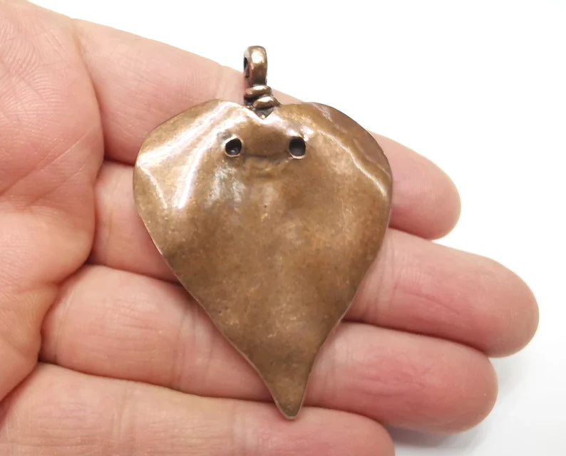 Heart Leaf Pendant Antique Copper Plated Pendant (64x45mm) G27534