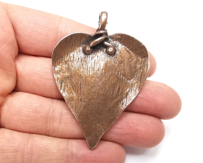 Heart Leaf Pendant Antique Copper Plated Pendant (64x45mm) G27534