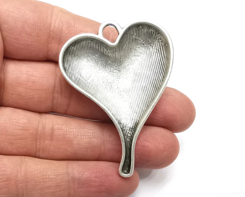 Heart Pendant Antique Silver Plated Pendant (58x41mm) G27538