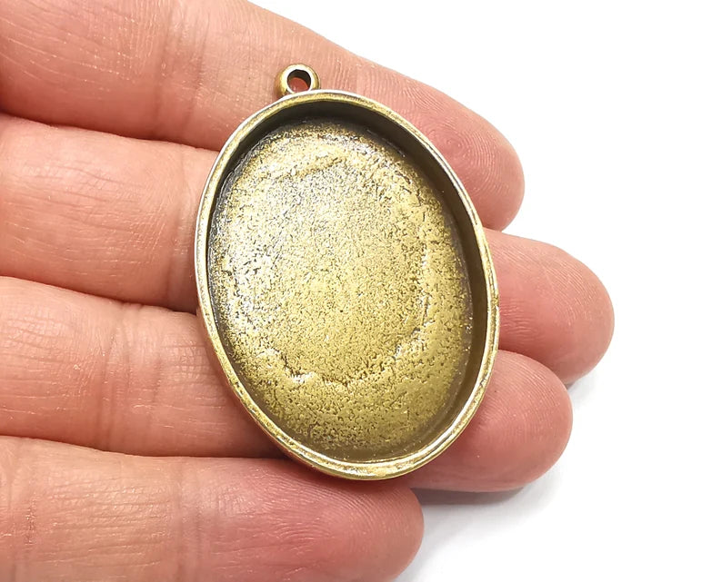 Oval Pendant Base Resin Blank inlay Blank Mosaic Blank Bezel Setting Mountings Antique Bronze Plated Pendant (40x30mm blank) G27539