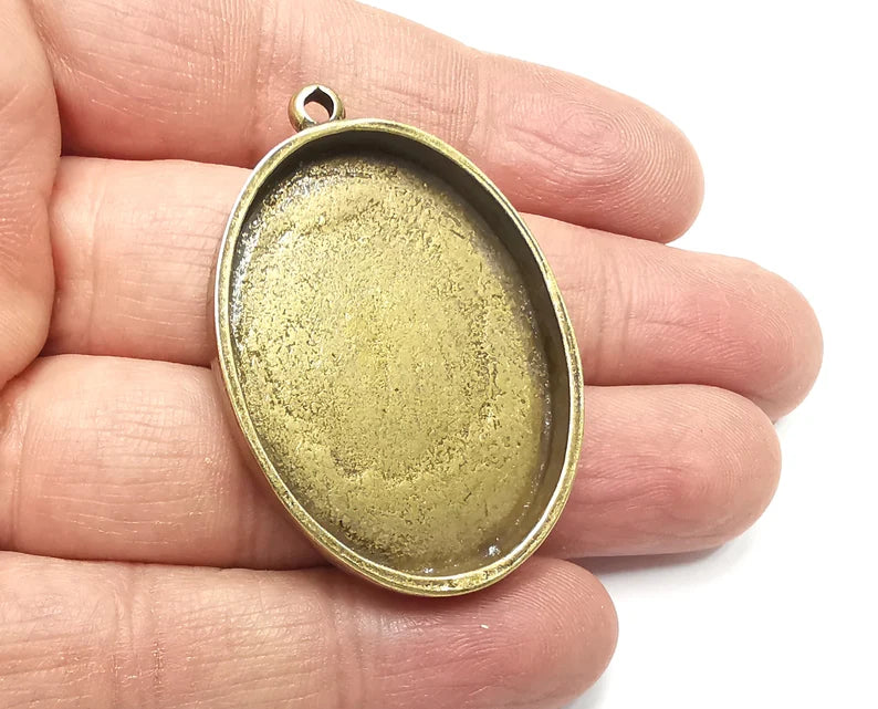 Oval Pendant Base Resin Blank inlay Blank Mosaic Blank Bezel Setting Mountings Antique Bronze Plated Pendant (40x30mm blank) G27539