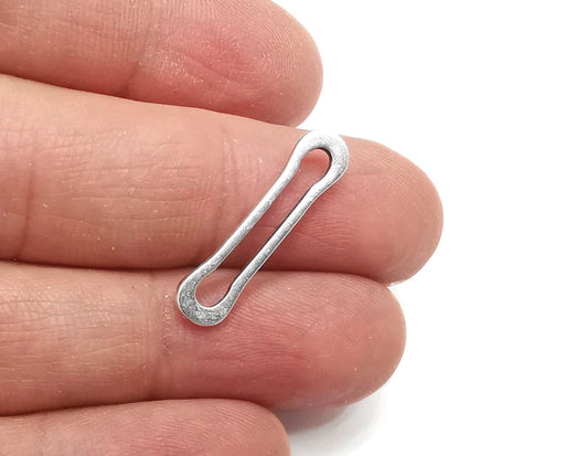 10 Safety Pin Connector Charms Antique Silver Plated Findings (26x6mm) G27369
