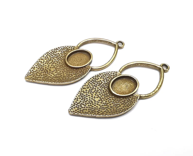 Leaf Oval Blank Charms Antique Bronze Plated Charms (46x20mm) G27544