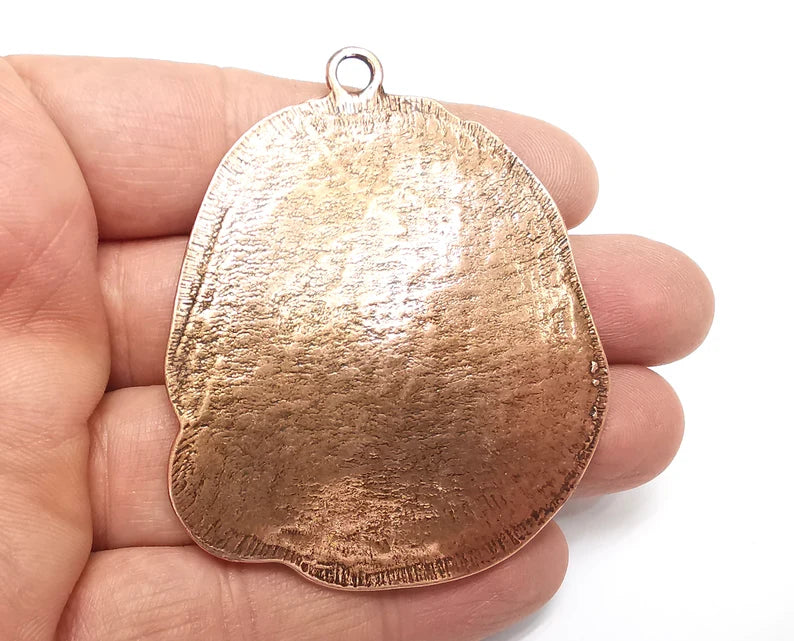 Hammered Pear Pendant Resin Blank Antique Copper Plated Pendant (68x55mm) (16mm Blank) G27549