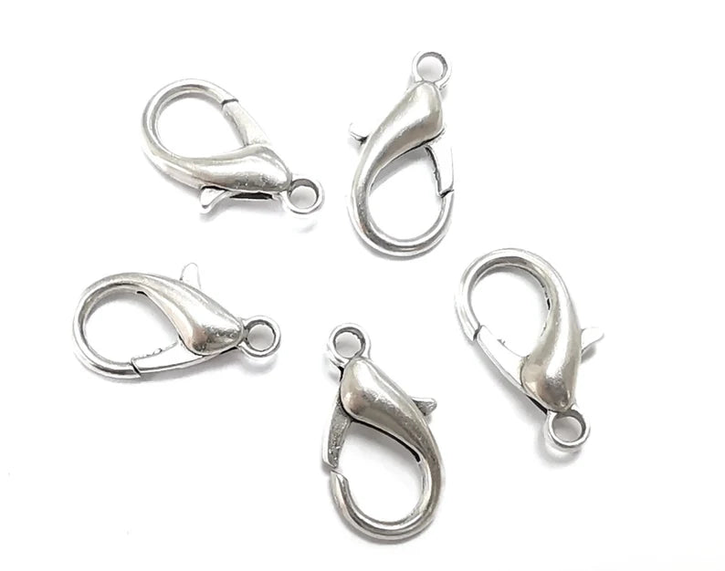 Silver Clasp Lobster Clasp Antique Silver Plated Lobster Clasps , Jewelry Findings (16x8mm) G27552