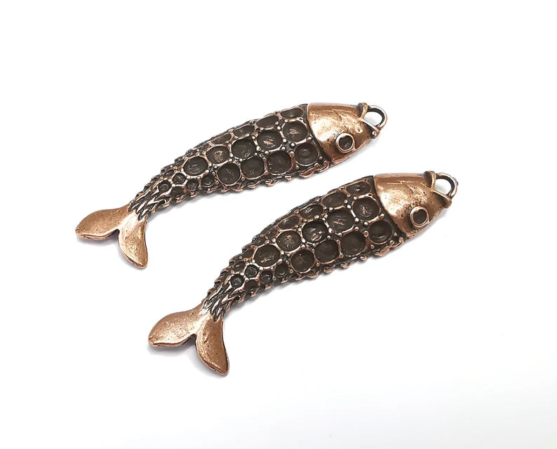 Fish Pendant Antique Copper Plated Pendant (64x16mm) G27553