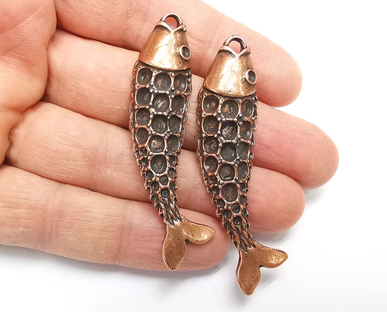Fish Pendant Antique Copper Plated Pendant (64x16mm) G27553