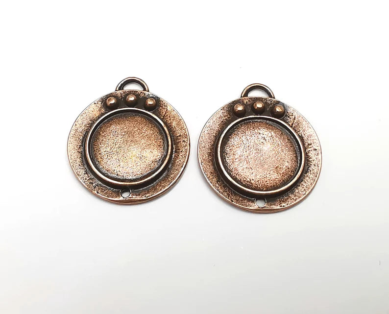 Ethnic Charms Blank Bezel Setting Antique Copper Plated Charms (26x23mm) G27554