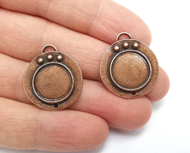 Ethnic Charms Blank Bezel Setting Antique Copper Plated Charms (26x23mm) G27554