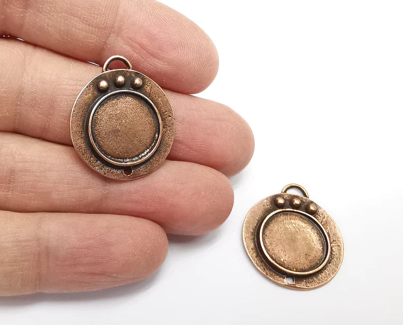 Ethnic Charms Blank Bezel Setting Antique Copper Plated Charms (26x23mm) G27554