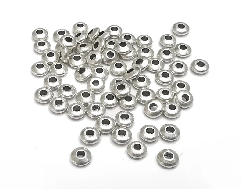 Round Disc Beads Antique Silver Plated Beads (5mm) G27557