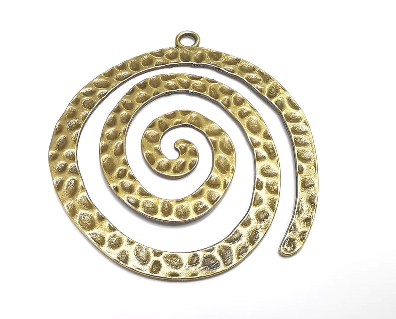 Swirl Hammered Pendant (Double Sided) Antique Bronze Plated Pendant (85x77mm ) G27568