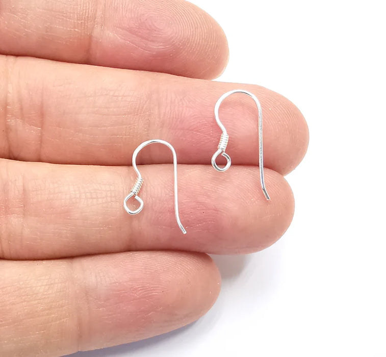 Solid Sterling Silver Earring Hook 925 Silver Earring Wire Findings 1 Piar (18mm) G30350