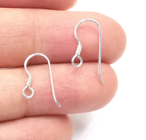 Solid Sterling Silver Earring Hook 925 Silver Earring Wire Findings 1 Piar (18mm) G30350
