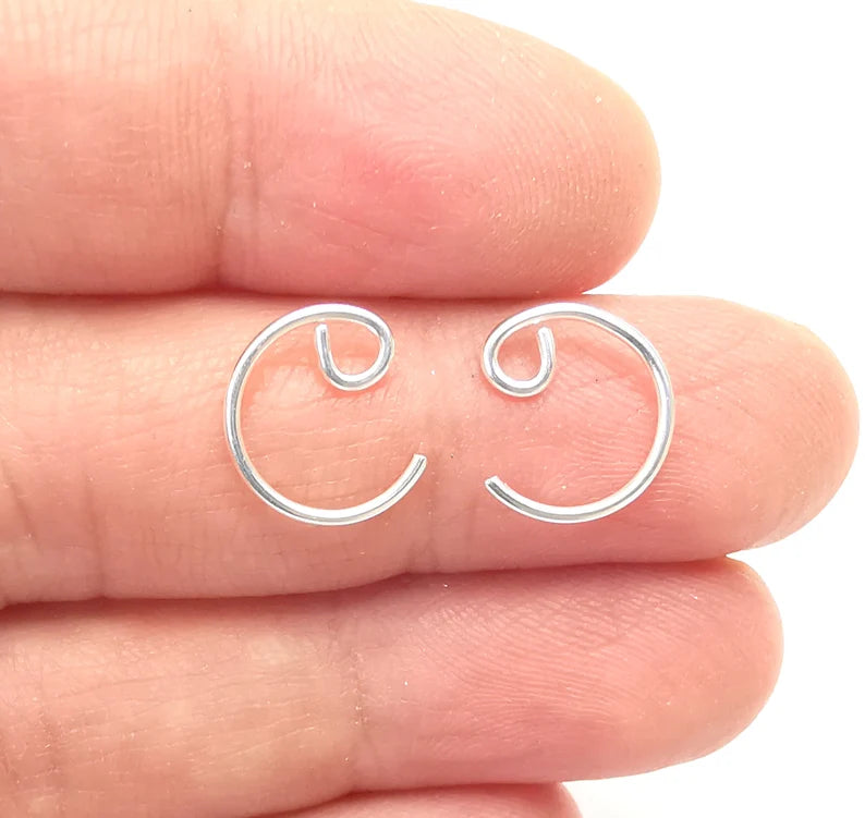 2 Solid Sterling Silver Earring Hook (18 Gauge)925 Silver Earring Wire Findings 1 pair (14mm) G30113