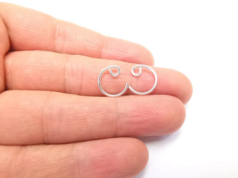 2 Solid Sterling Silver Earring Hook (18 Gauge)925 Silver Earring Wire Findings 1 pair (14mm) G30113