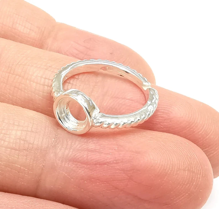 Sterling Silver Ring Blank Bezel 925 Silver Ring Setting Solid Silver Ring Cabochon Ring Mounting Adjustable Ring Base (6mm round) G30223