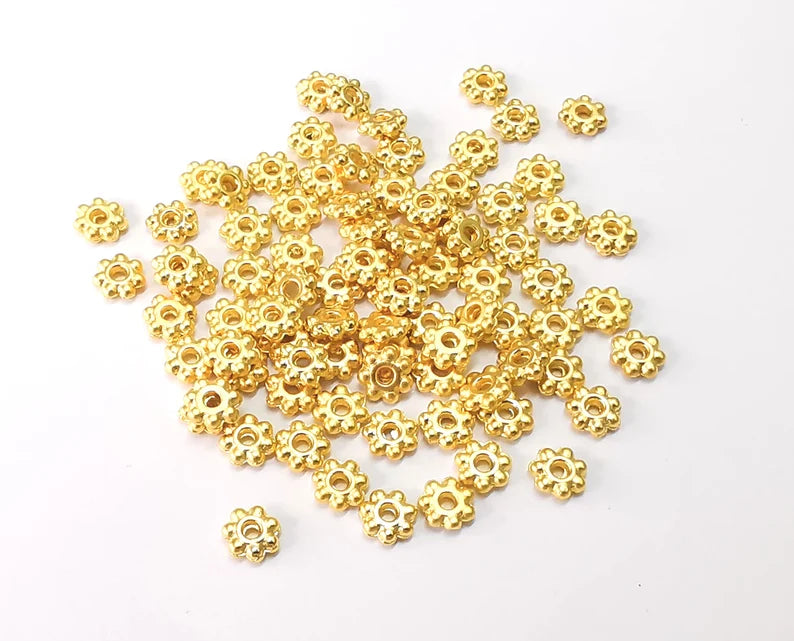 10 Flower Beads Matte Gold Plated Beads (5mm) G27572