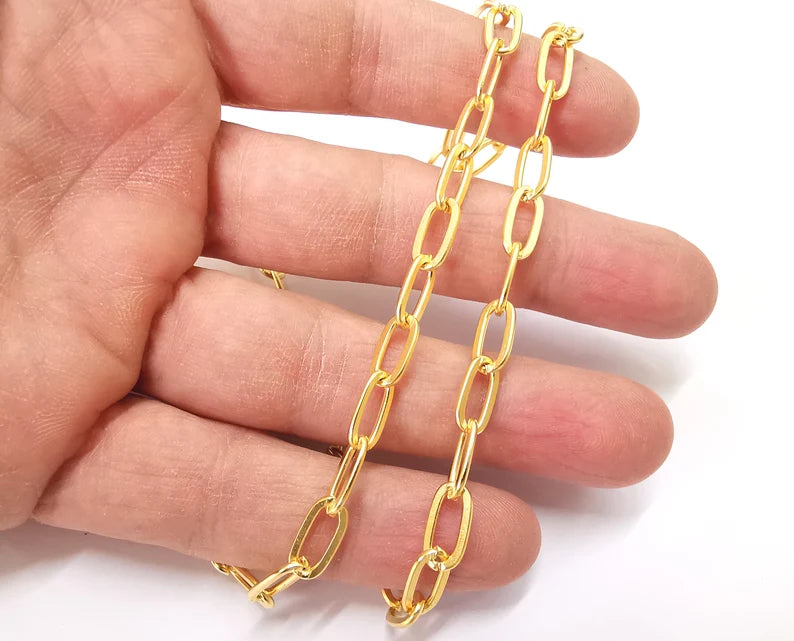 Oval Cable Matte Gold Plated Chain (12x6mm) 1 Meter - 3.3 Feet G27574