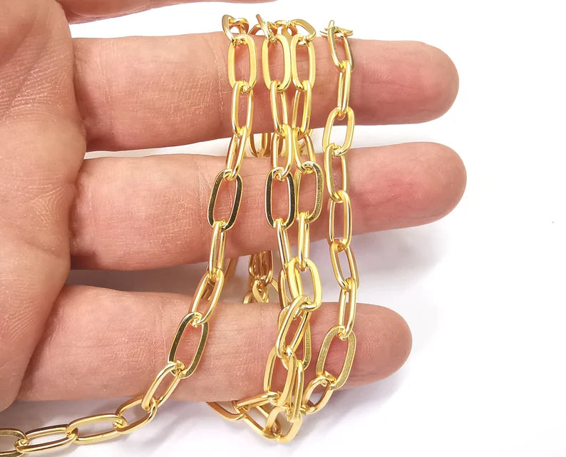 Oval Cable Matte Gold Plated Chain (12x6mm) 1 Meter - 3.3 Feet G27574